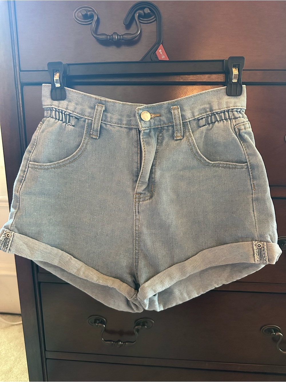 Light Blue High-Waist Denim Shorts